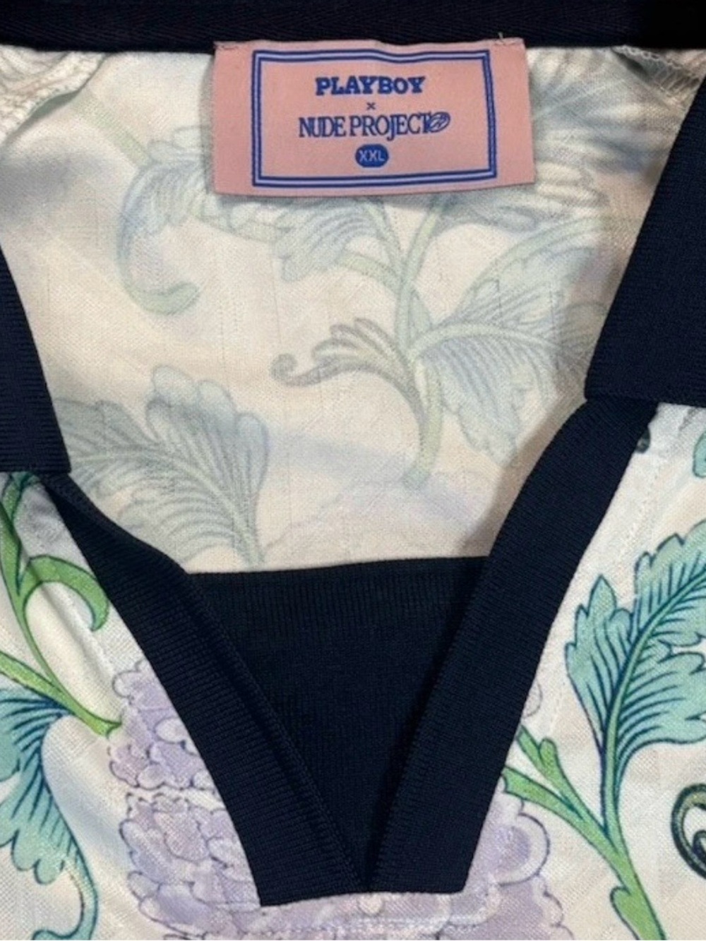 🔥 Playboy x Nude Project Floral Polo Shirt XXL Bunny Logo Streetwear Rare 🔥 - Picture 8 of 9